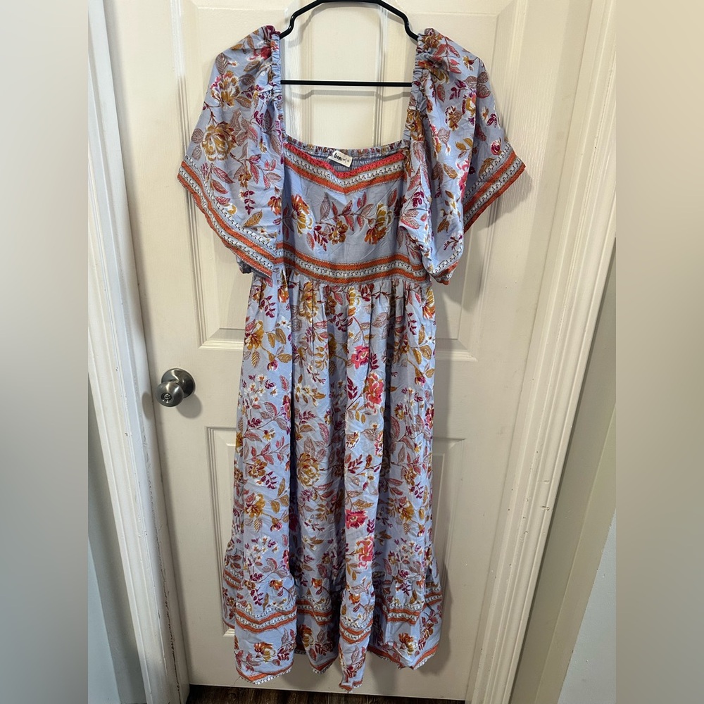 In Bloom Blue Floral Midi Dress